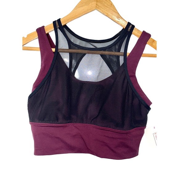 Lululemon Double Tap Bra II Burgundy Red Black Mesh Athletic Sports Bra Size 6 - Picture 1 of 2